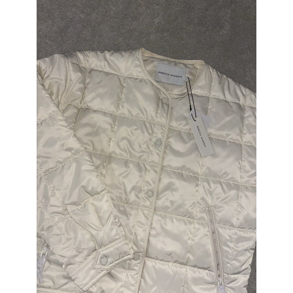 Rebecca Minkoff quilted puffer jacket white medium NWT msrp $228